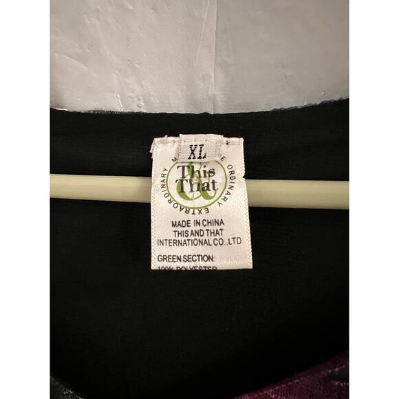 This & That Mixed Media Teal Gray Color Block Top Sz Xl - Picture 5 of 8